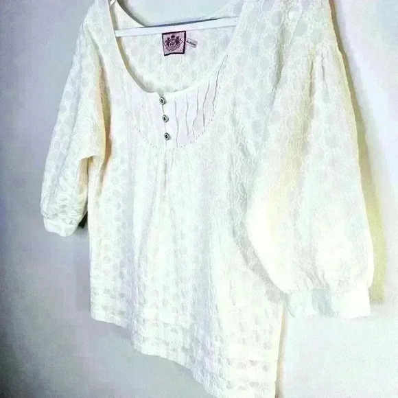 Vintage Juicy Couture Heavily Embroidered Eyelet Cotton Blouse Item# AD - Picture 2 of 11